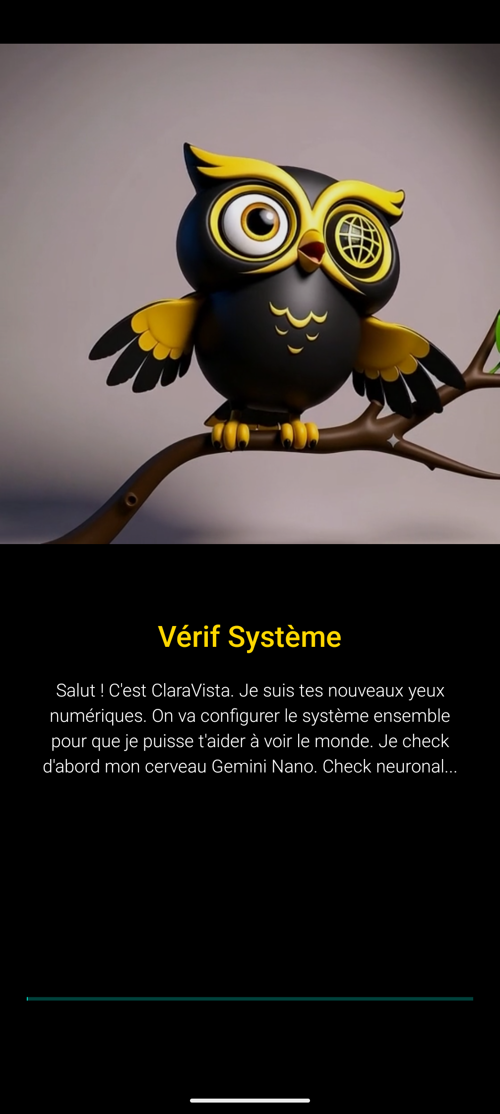 Capture d'écran de l'écran d'accueil